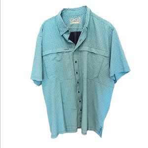 Gameguard Mens fishing shirt short sleeve- turquoise & dark blue- 4x